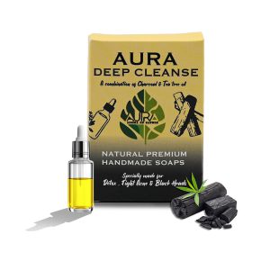 AURA DEEP CLEANSE (Charcoal & Tea Treel Oil) NATURAL PREMIUM HANDMADE SOAPS FOR DETOX, FIGHT ACNE & BLACK HEADS